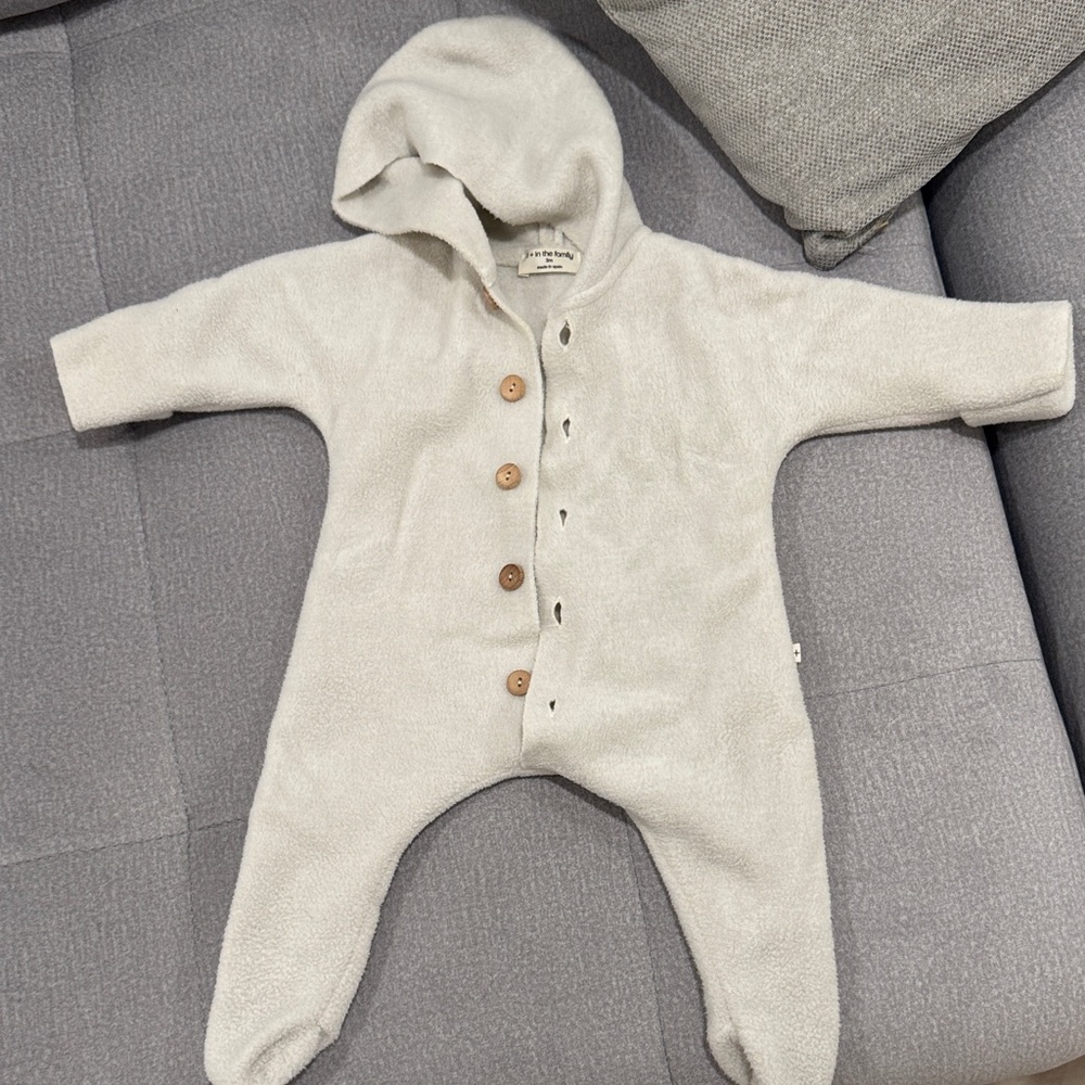 Soft Gray Hooded Baby Footie
